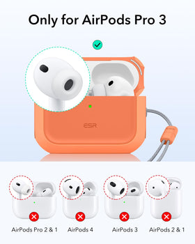 ESR AirPods Pro 3 Case orange back view highlighting durability.