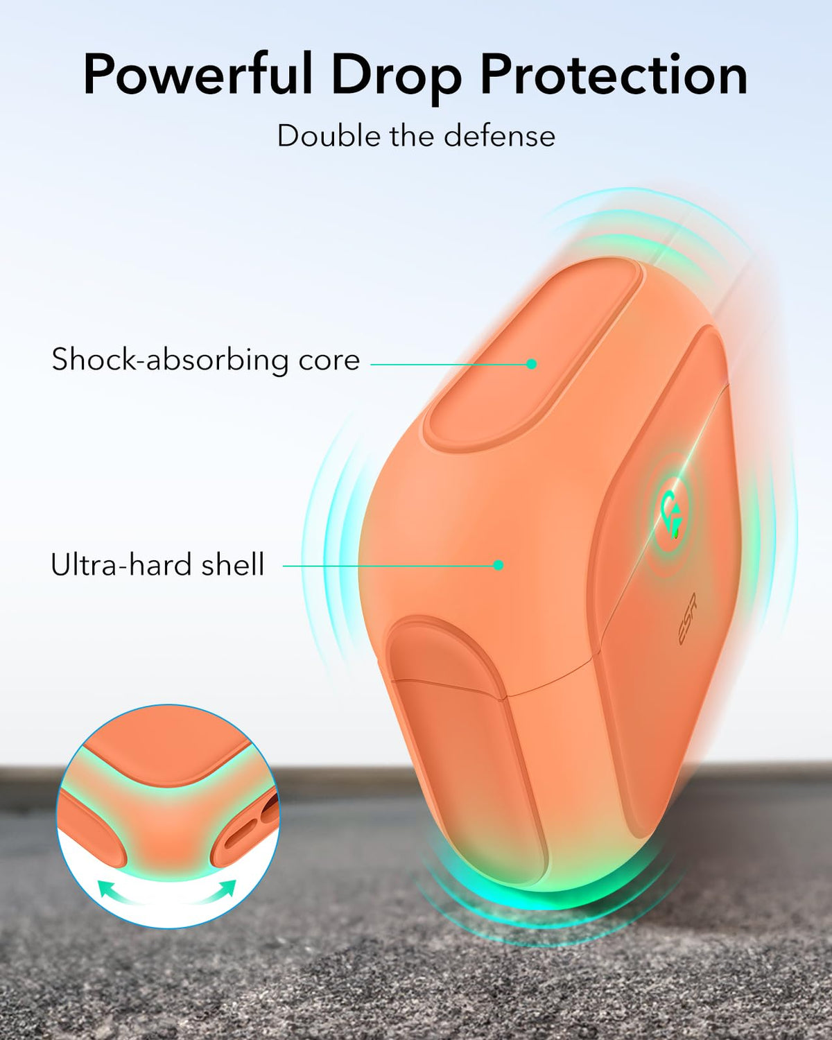 ESR AirPods Pro 3 Case orange speaker cutouts for Find My alerts.