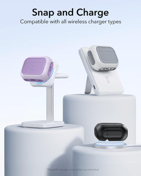 ESR AirPods Pro 3 Case purple base speaker cutouts close view.