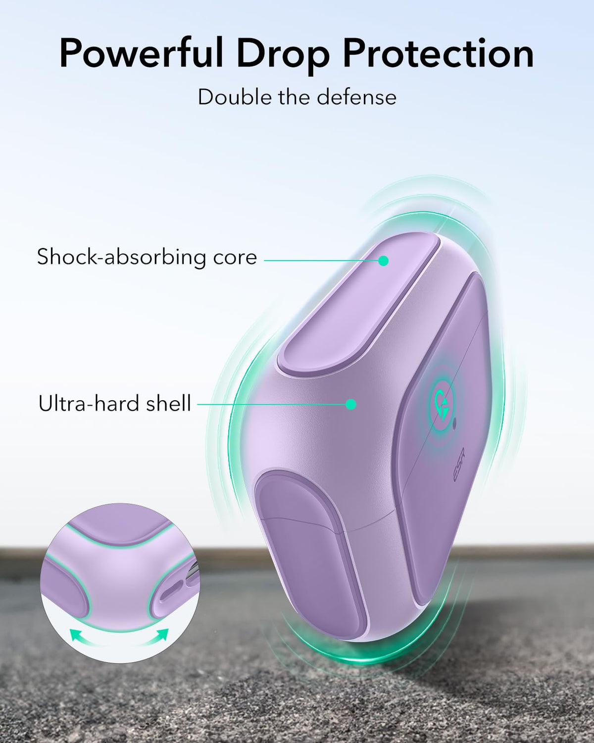 ESR AirPods Pro 3 Case purple braided strap in use.