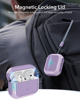 ESR AirPods Pro 3 Case purple drop-protection shell close-up.