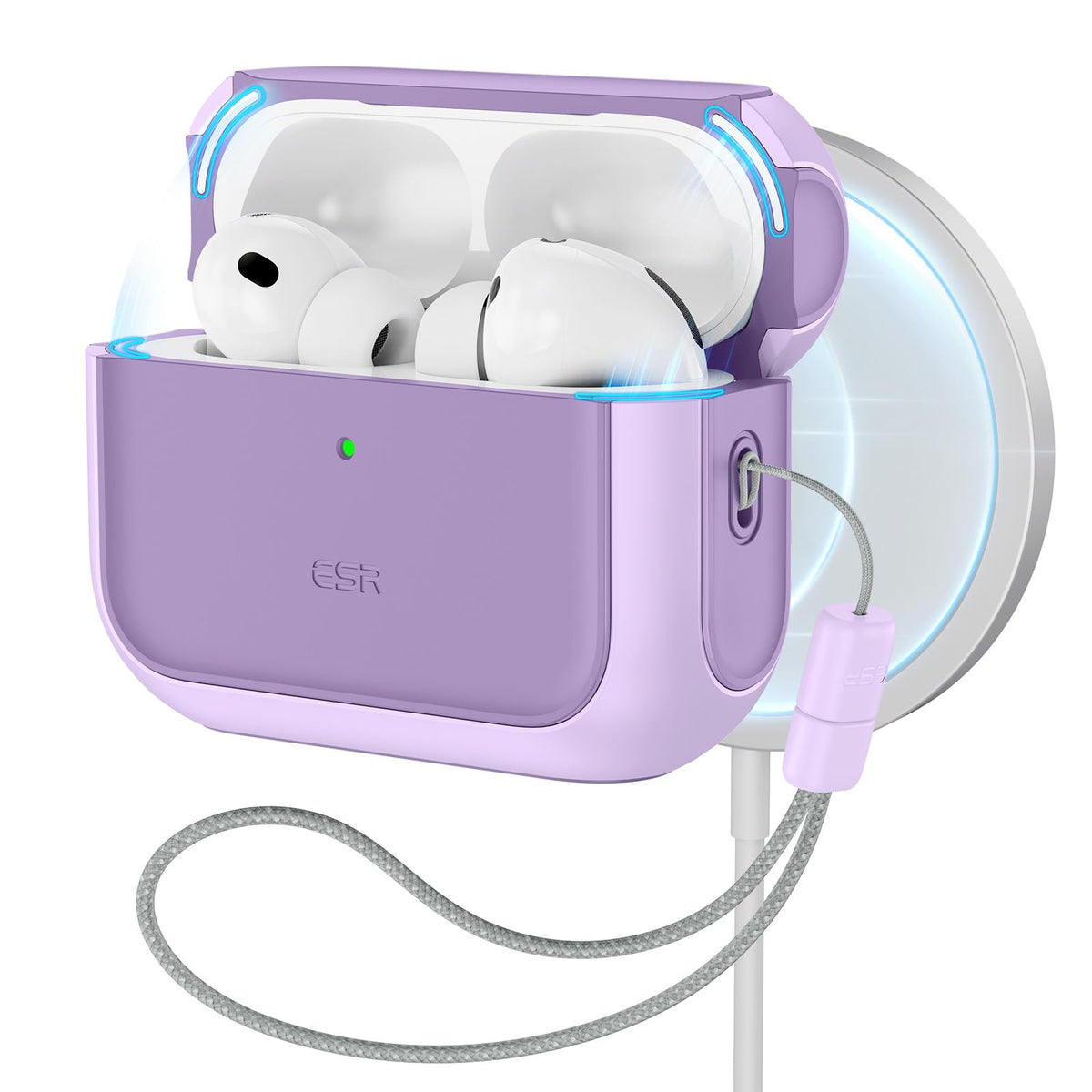 ESR AirPods Pro 3 Case purple front view, compact protection for on-the-go.