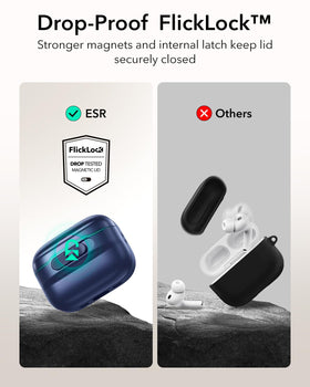 Front latch slide open feature on ESR AirPods Pro 3 case