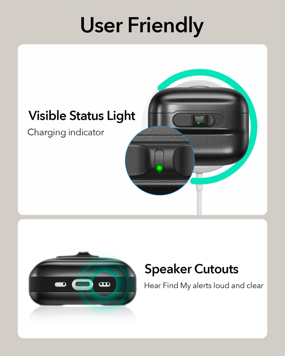 ESR AirPods Pro 3 case ultra hard shell with shock-absorbing core.