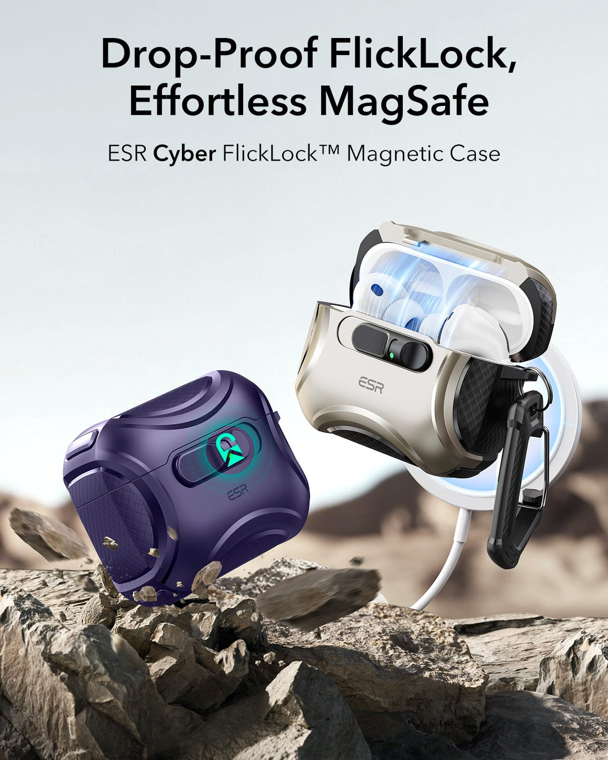 ESR FlickLock latch close-up demonstrating secure lid retention benefit
