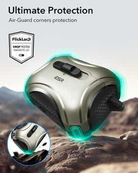 ESR AirPods Pro Case cyber-series titanium finish looks premium.