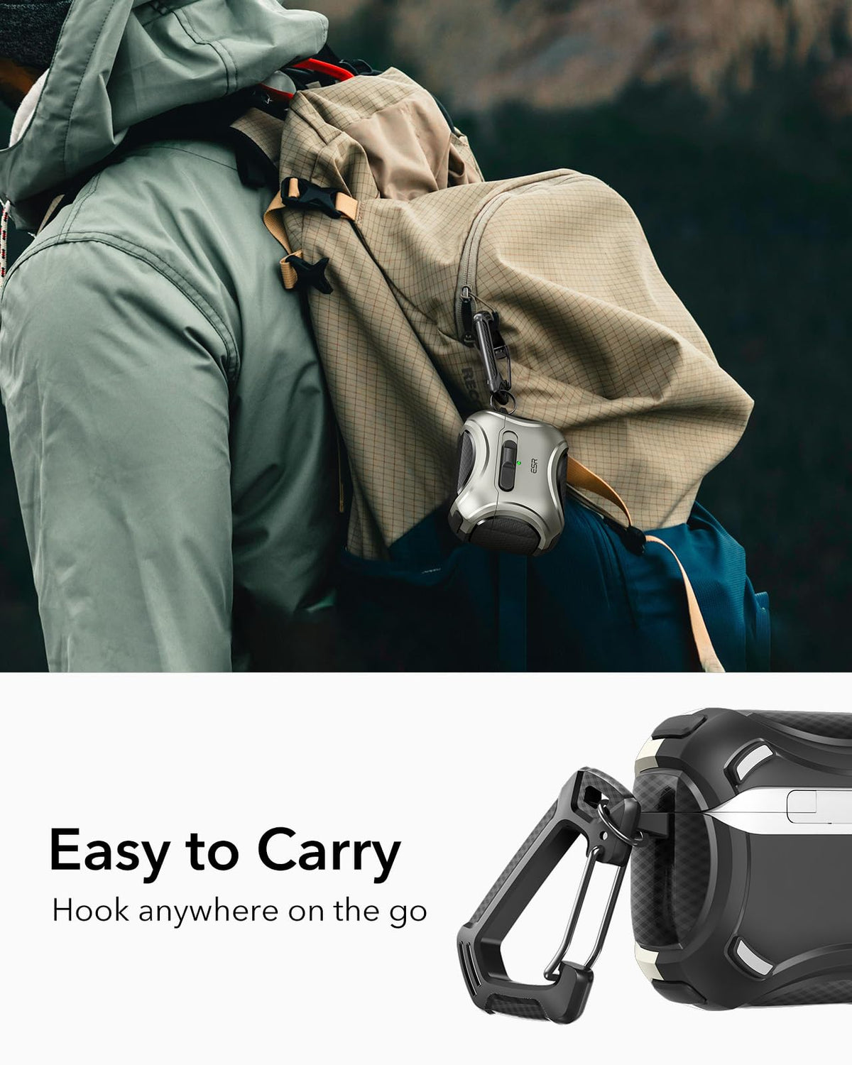 ESR AirPods Pro Case easy-open front mechanism for quick access.