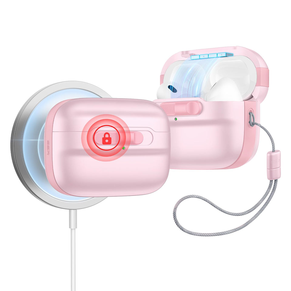 ESR AirPods Pro Case pink, front view, protective design