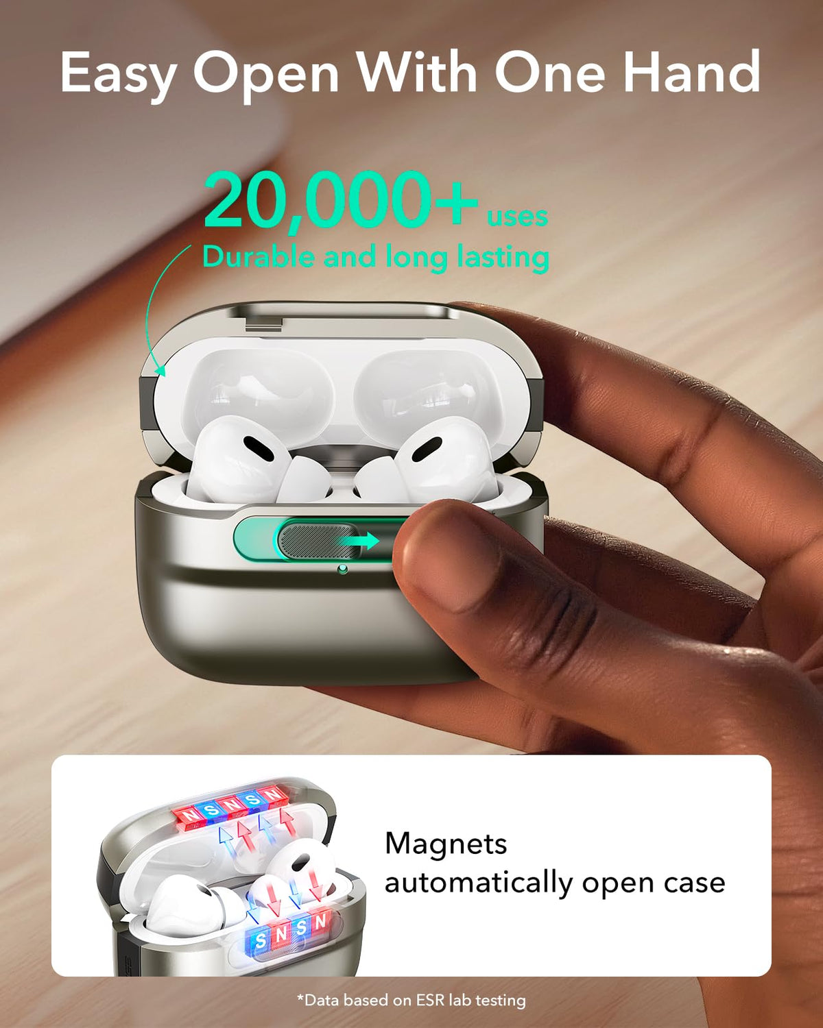 ESR AirPods Pro Case hybrid-drop protection guards against daily bumps.