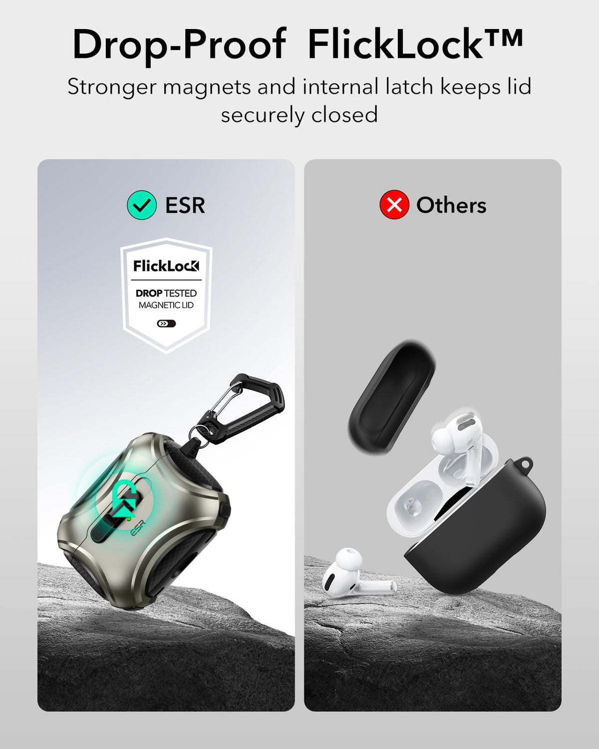 ESR AirPods Pro Case MagSafe ready ensures easy wireless charging.