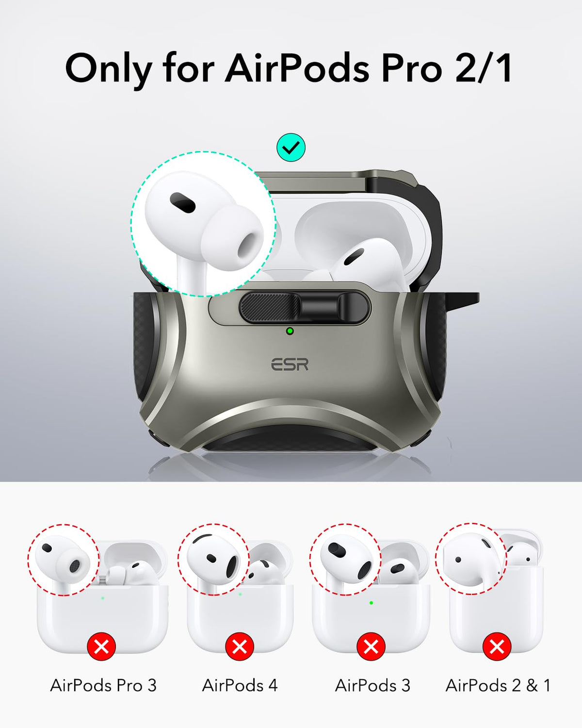ESR AirPods Pro Case secure FlickLock highlights strong magnetic hold.