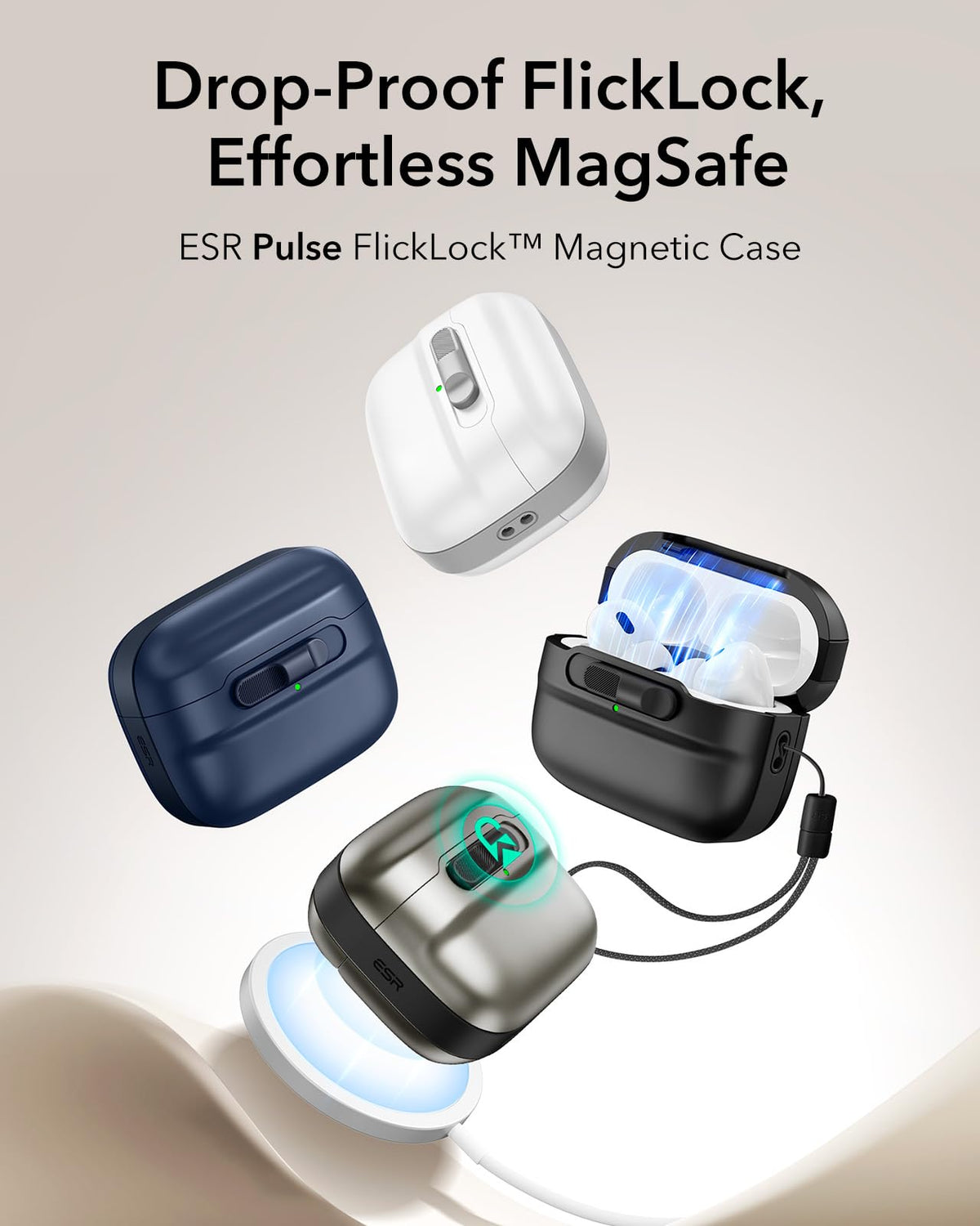 ESR AirPods Pro Case slide-to-open feature for one-handed access.