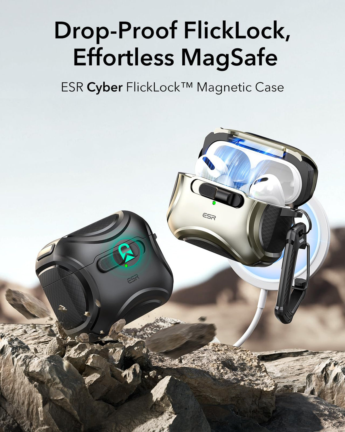 ESR AirPods Pro Case slide-to-open feature enables one-hand access.