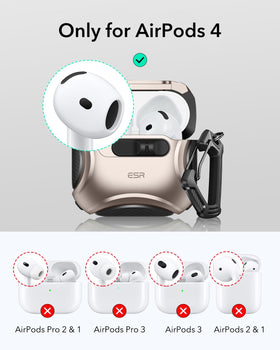 ESR Desert Titanium AirPods 4 case side view with magnetic latch and grip.
