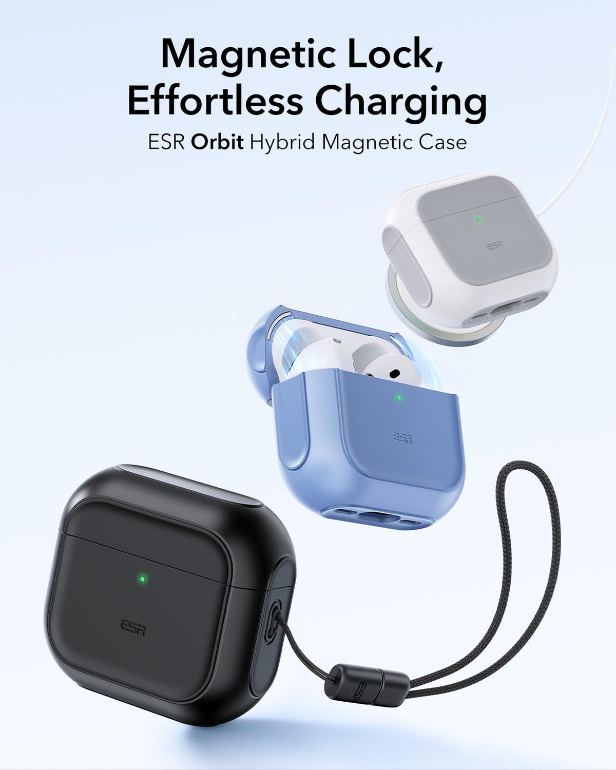ESR AirPods 4 MagSafe-ready back for secure wireless charging.