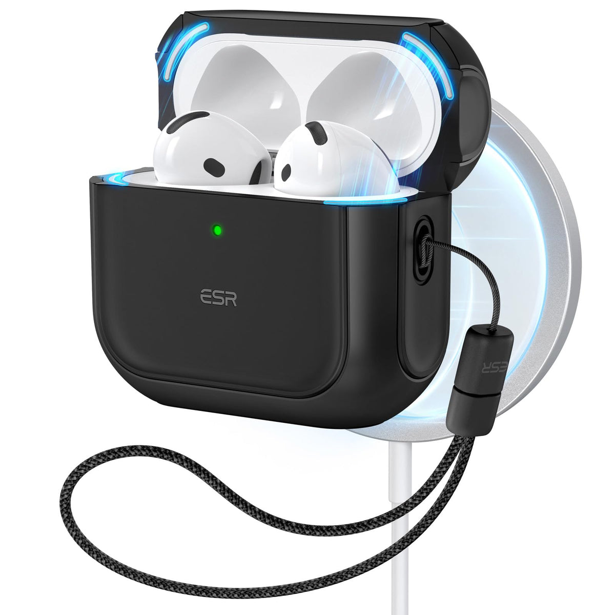 ESR AirPods 4 Orbit Hybrid front view showing slim, protective profile.