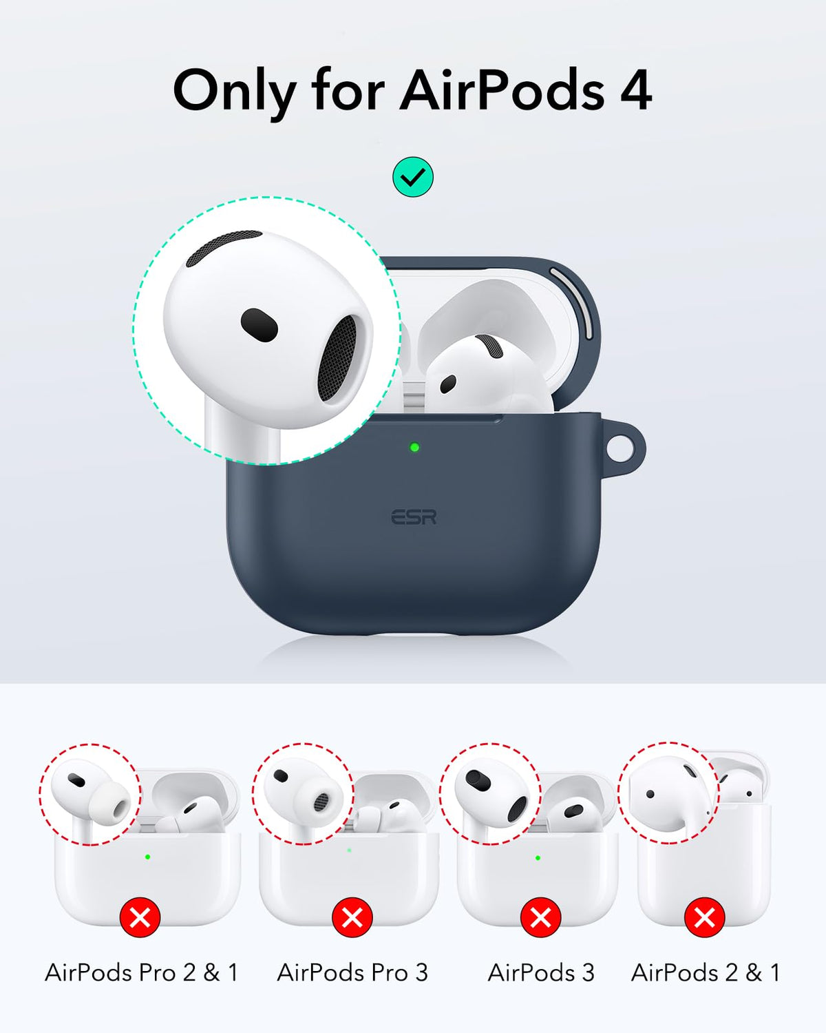 ESR closeup of magnetic lid alignment securing AirPods without adding bulk