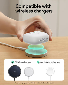 ESR Cloud Series on wireless charging pad illustrating compatibility and convenience