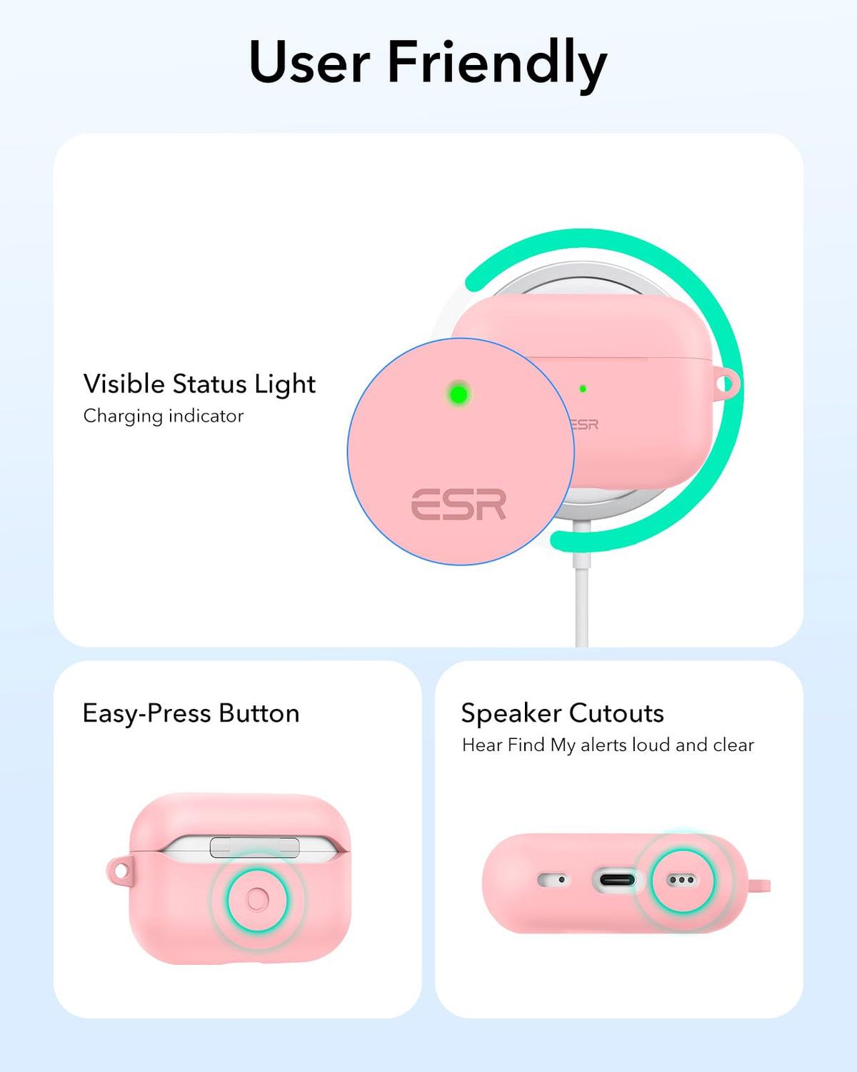 ESR compatible with AirPods Pro 1st and 2nd generation for versatile use