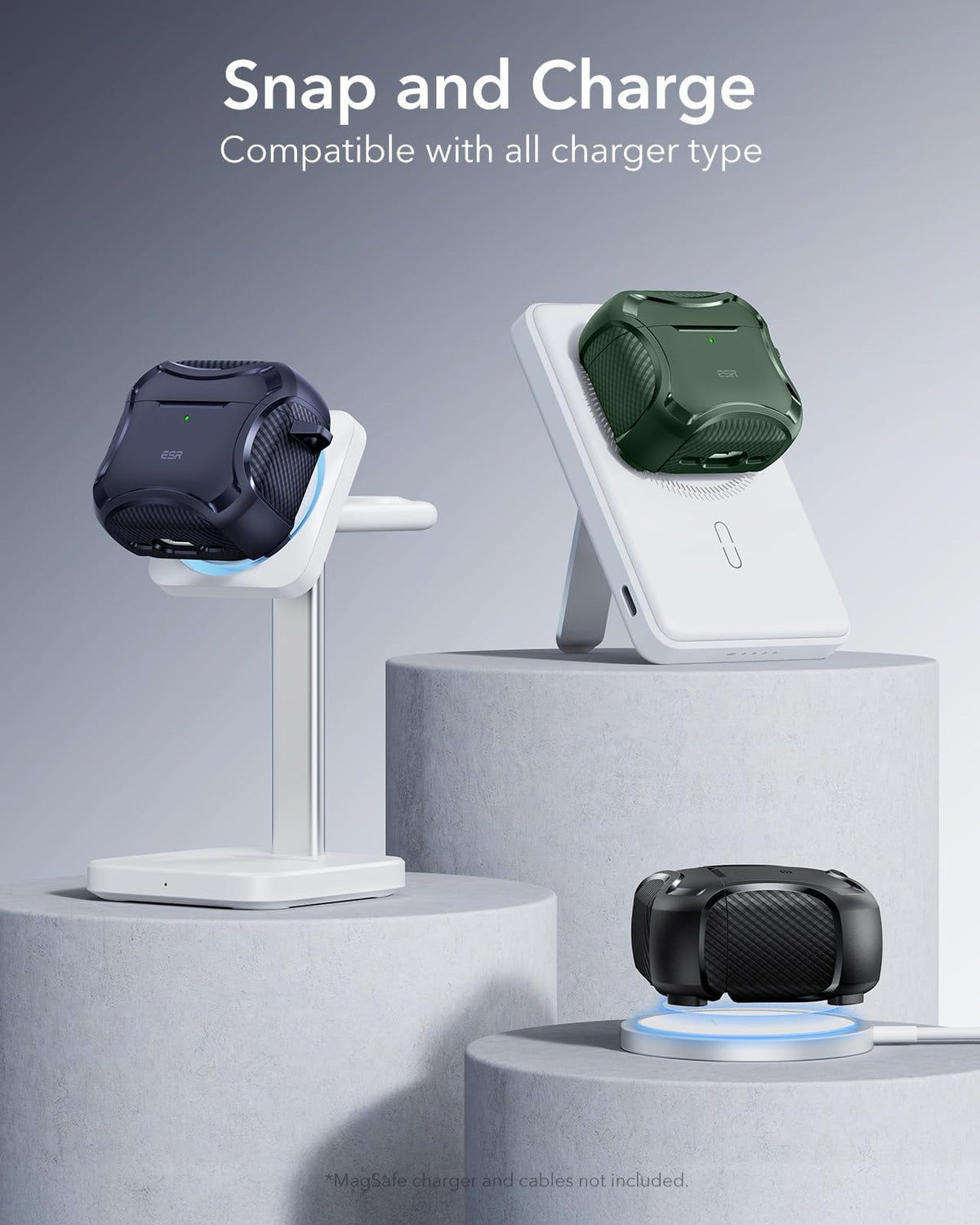 ESR Cyber Series AirPods 4 Case wireless charging ready with MagSafe
