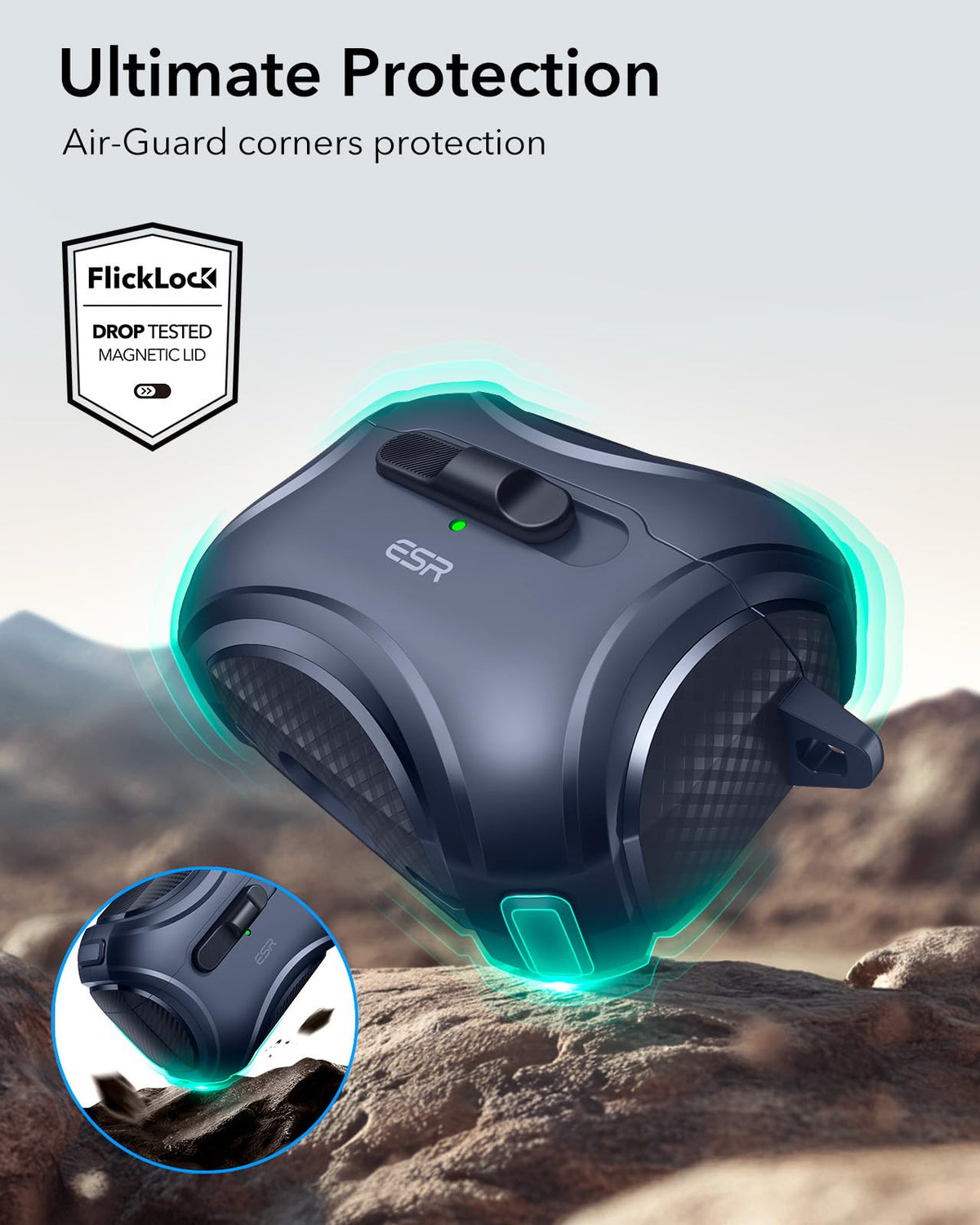 Drop-protection emphasis showing rugged build during a drop