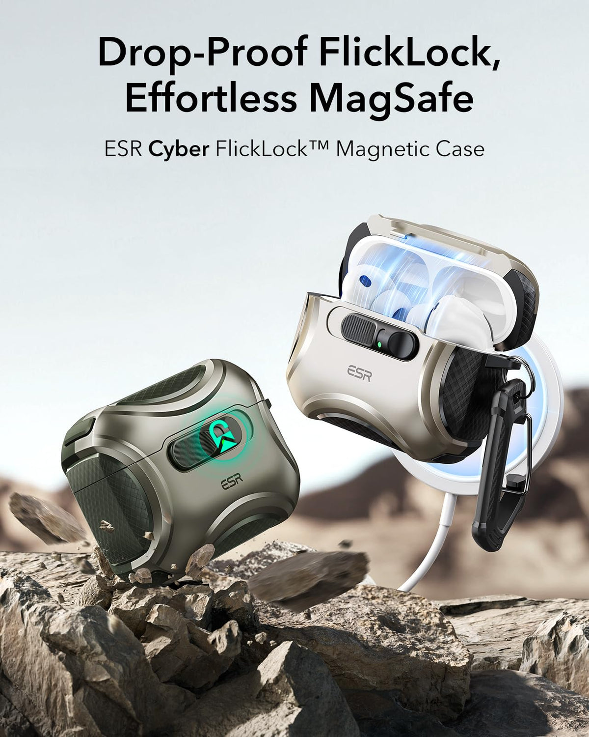 ESR rear view of case magnet array showing MagSafe alignment for reliable charging