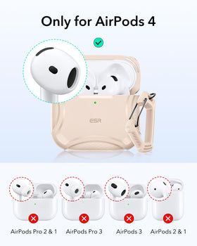 ESR Cyber Series Desert Titanium AirPods 4 case back view with MagSafe alignment