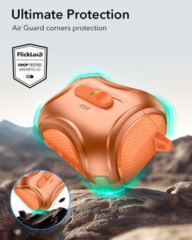 Hand opening ESR Cyber Series case one-handed for quick earbud access