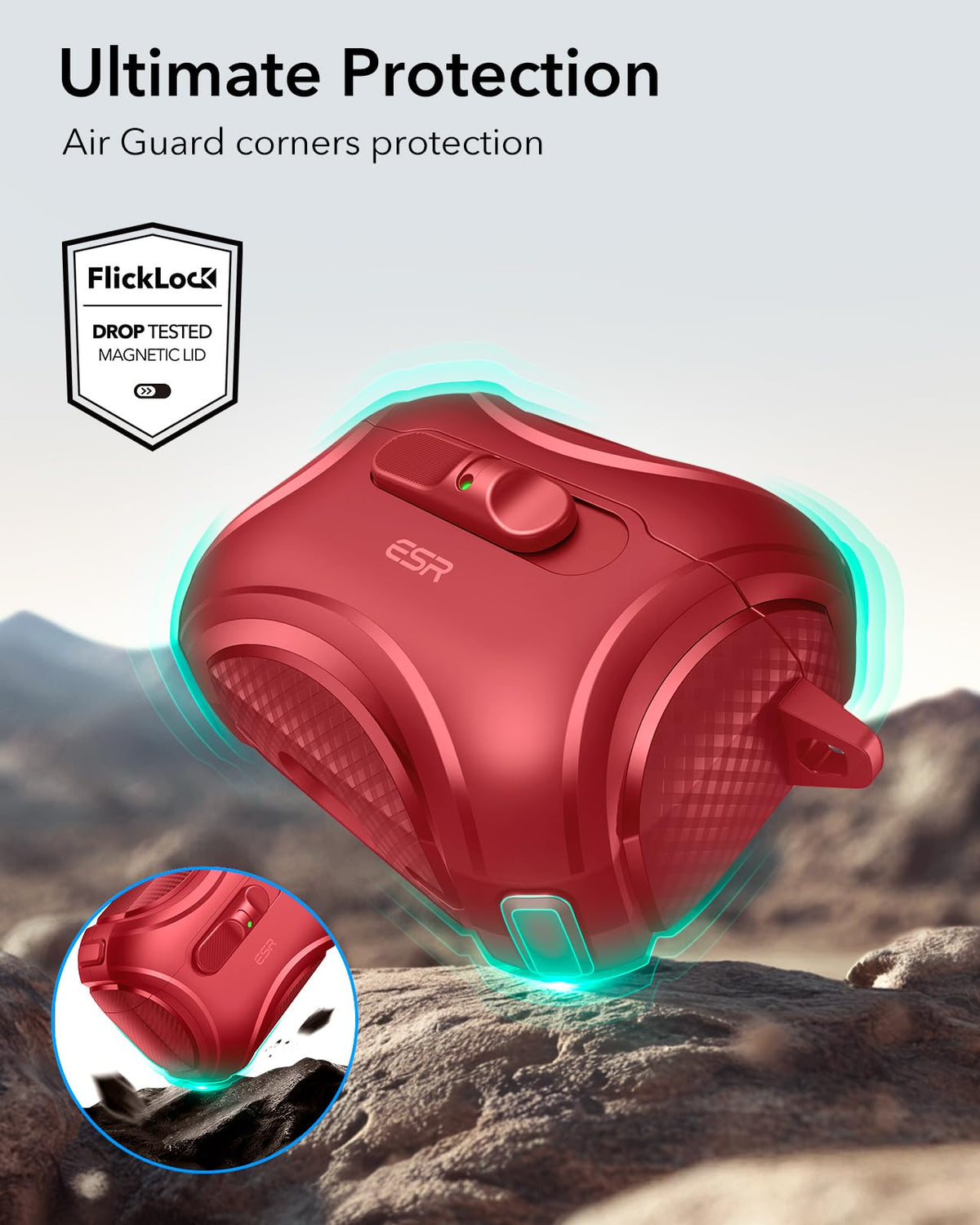 ESR case held in hand to show compact size and comfortable carry