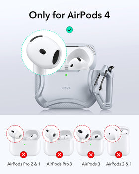 ESR Desert Titanium AirPods 4 case back view with MagSafe magnets for secure charging