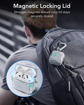 ESR Desert Titanium AirPods 4 case magnetic lid closed, secure fit