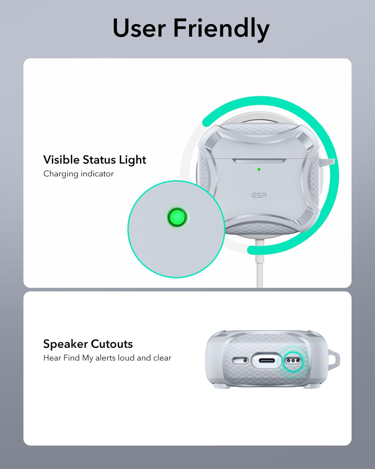 ESR Desert Titanium AirPods 4 case access to setup videos and support