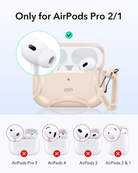 ESR Desert Titanium AirPods Pro 2 case back view for durable everyday carry