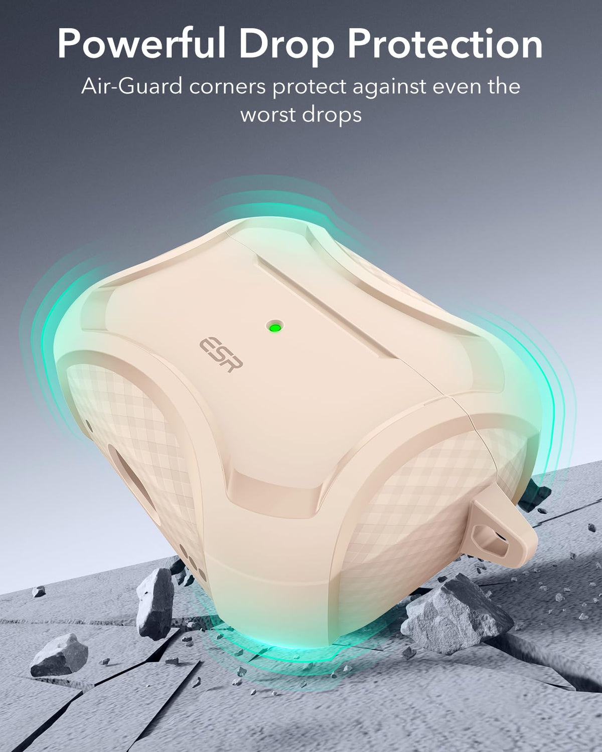 ESR Desert Titanium AirPods Pro 2 case drop protection against shocks