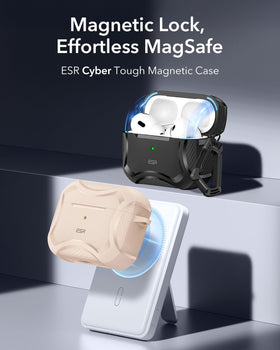 ESR Desert Titanium AirPods Pro 2 case with MagSafe magnets for effortless charging