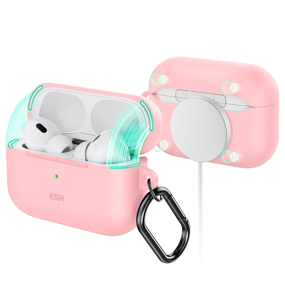 ESR HaloLock front view showing snug fit and sleek pink finish for stylish protection