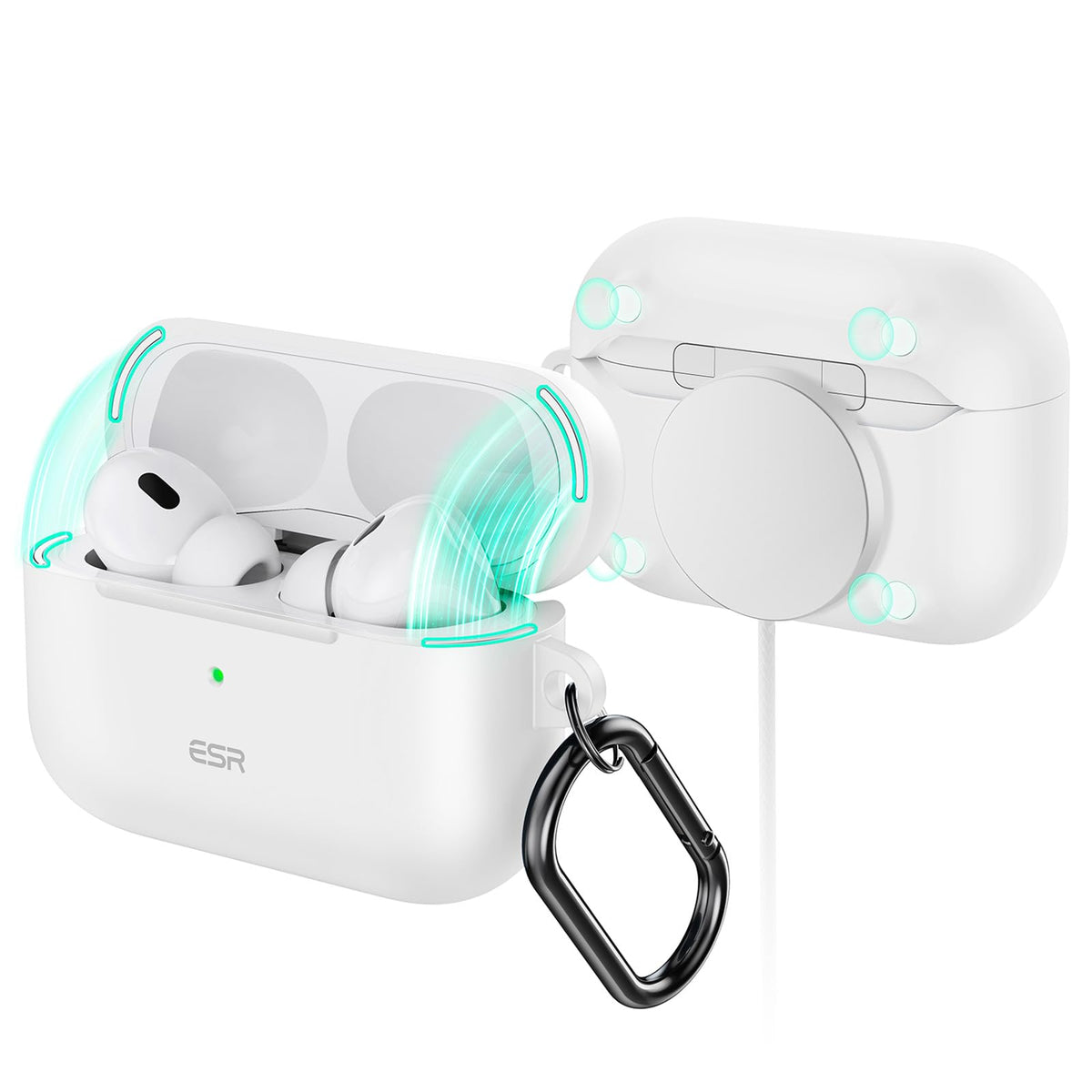ESR HaloLock AirPods Pro 2 case with MagSafe alignment for easy wireless charging