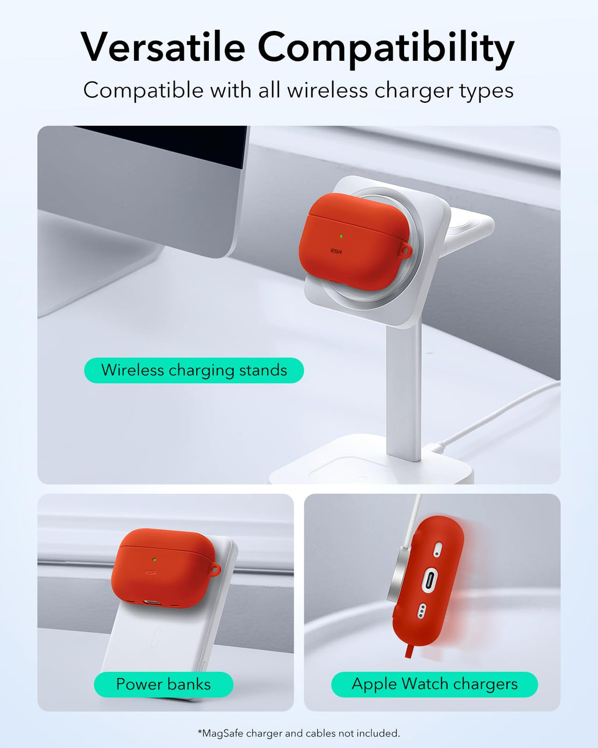 ESR HaloLock AirPods Pro 2 red case compact design fits easily in pocket.
