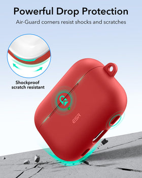 ESR HaloLock AirPods Pro 2 red case with MagSafe compatibility for easy charging.