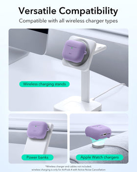 ESR HaloLock AirPods 4 case purple carabiner attachment for clips