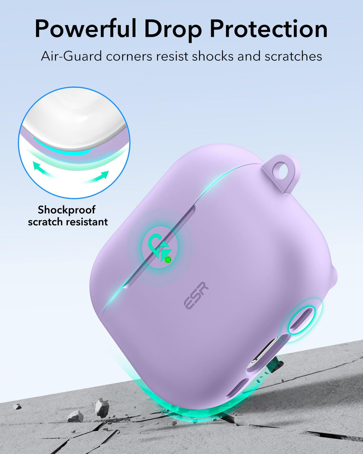 ESR HaloLock AirPods 4 case purple Find My speaker cutouts