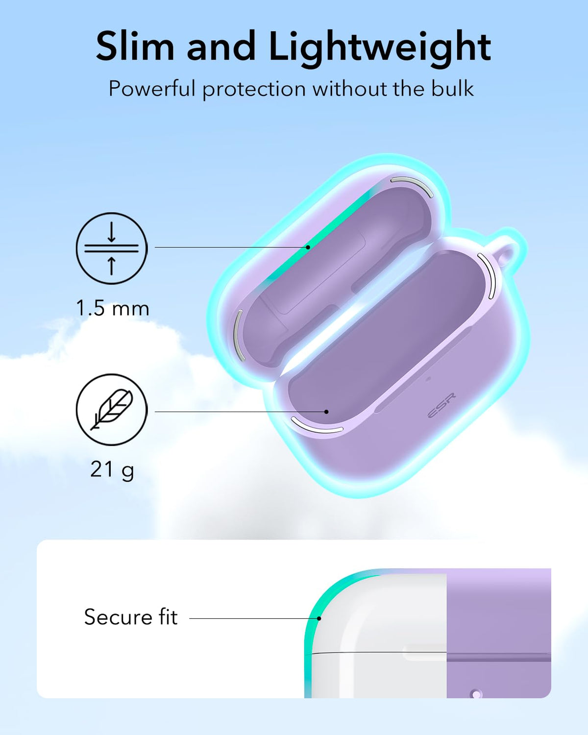 ESR HaloLock AirPods 4 case purple magnetic lid lock engaged