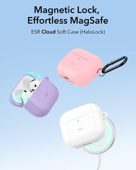 ESR HaloLock AirPods 4 case purple back magnets for MagSafe alignment
