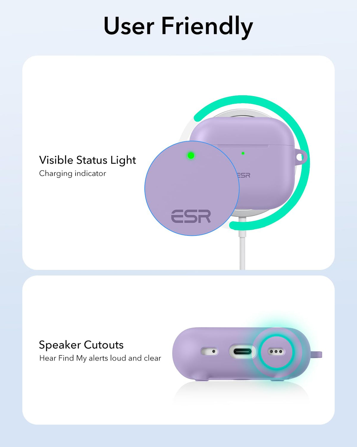 ESR HaloLock AirPods 4 case purple packaging design