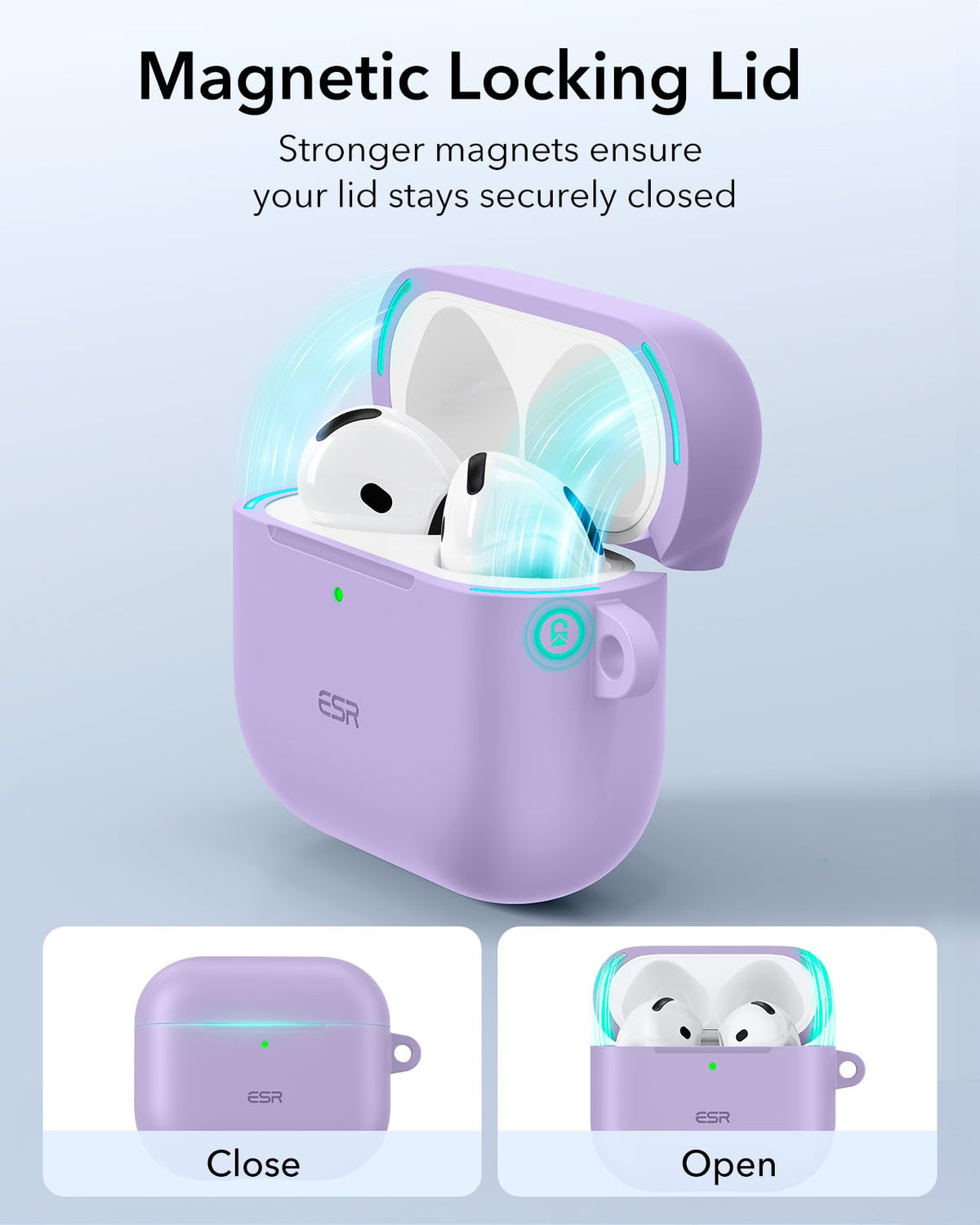 ESR HaloLock AirPods 4 case purple protective corners in action