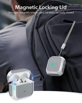 ESR Orbit Hybrid AirPods 4 case magnetic lid in use for quick access.