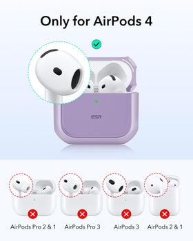 ESR Orbit Hybrid AirPods 4 case purple back view showing MagSafe-friendly design