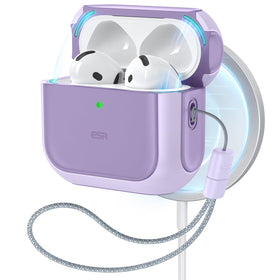 ESR Orbit Hybrid AirPods 4 case purple front view highlighting compact protection