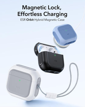 ESR Orbit Hybrid AirPods 4 case side with lanyard for convenient carrying.