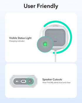 ESR Orbit Hybrid AirPods 4 case matches white AirPods for cohesive look.